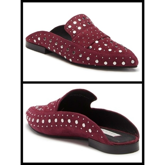 💕KRISTIN CAVALLARI💕 Suede Studded Loafer Mules ~ Amethyst 8.5 New in Box - Picture 4 of 12